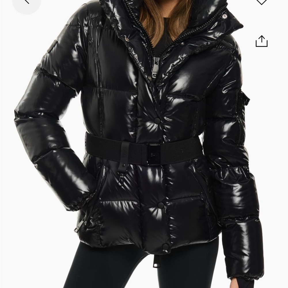 SAM. Shiny Black Belted Puffer Jacket